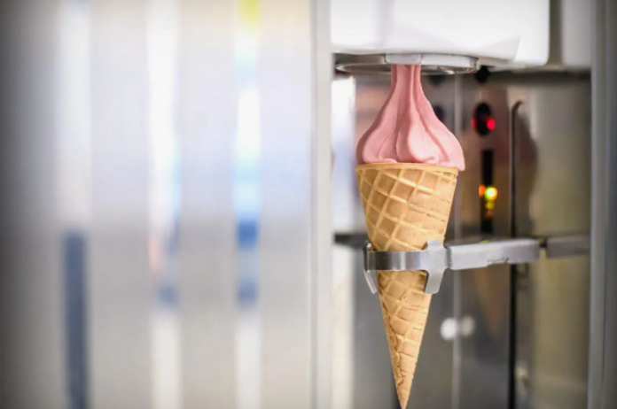 closeup of an ice cream machine